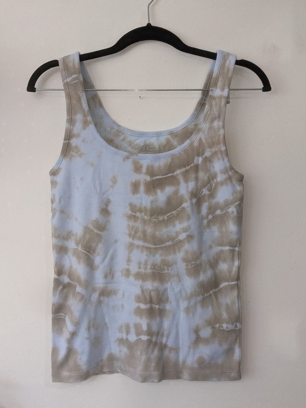 J Crew 100% Cotton Perfect Fit Knit Tie-dye Tank Top With Built-in Bra Size M